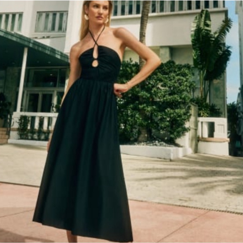 Reformation Stassie woman’s dress black halter size 6